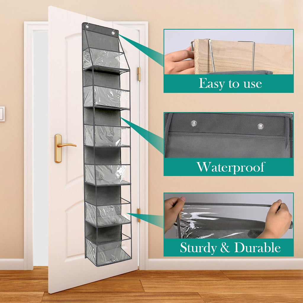 6-Shelf Over The Door Hanging Storage Closet Organizer (Grey)