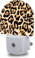 Cheetah Night Lights Plug into Wall Leopard Print Night Light Dusk to Dawn Smart Sensor Decorative Round Led Lamp for Bedroom Kitchen Hallway Nightlight for Women Men