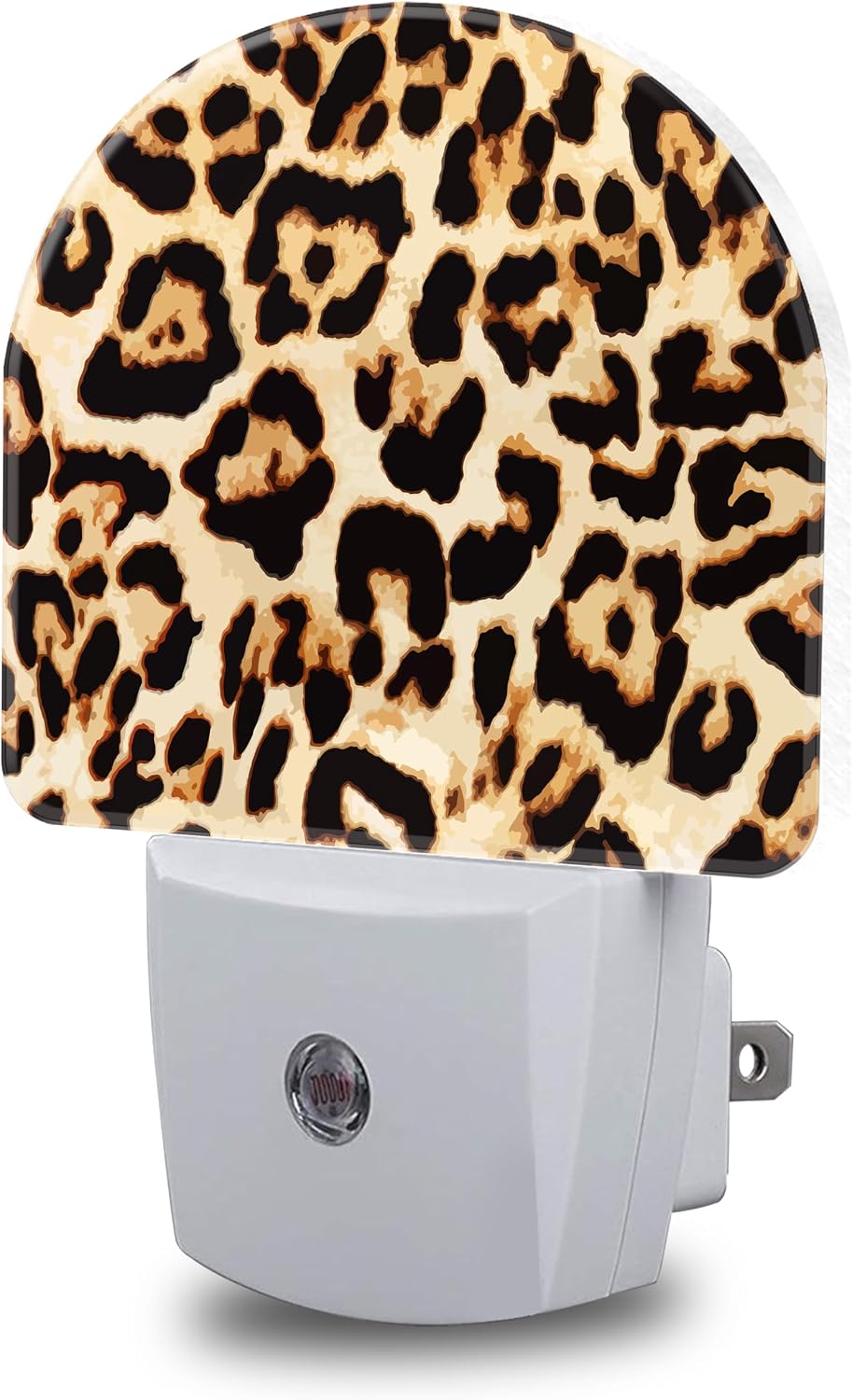 Cheetah Night Lights Plug into Wall Leopard Print Night Light Dusk to Dawn Smart Sensor Decorative Round Led Lamp for Bedroom Kitchen Hallway Nightlight for Women Men