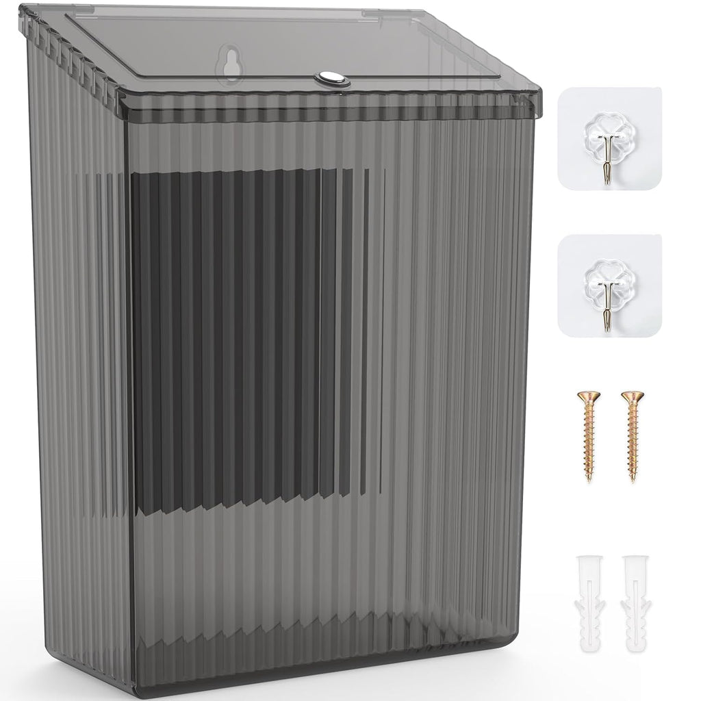 Sealegend Magnetic Trash Can with Lid, Space Saving Lint Bin Black