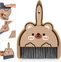 Ouligay Portable Hand Broom and Dustpan Set,Cute Mini Broom and Dustpan Set with Durable Brush,Lightweight Small Dust Pan and Broom Set for Desktop Cleaning Small Space Cleaning(Brown Bear)