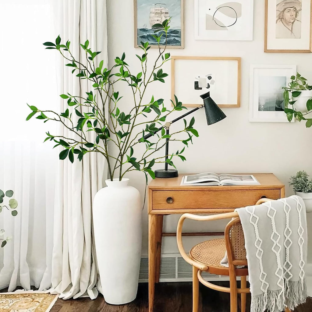 Krissing 2Pcs Artificial Greenery Stems, 44inch Fake Ficus Twig Branches
