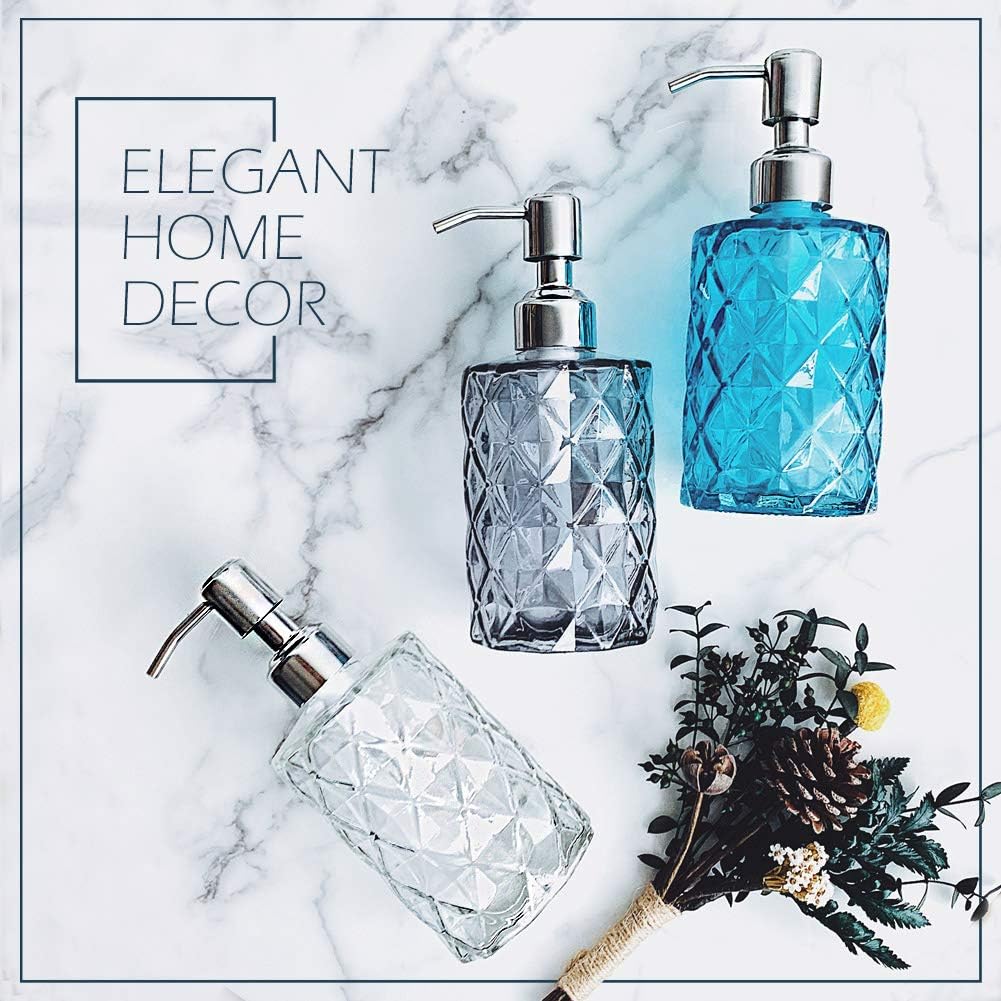 JASAI 12 Oz Diamond Design Soap Dispenser with Rust Proof Soap Pump