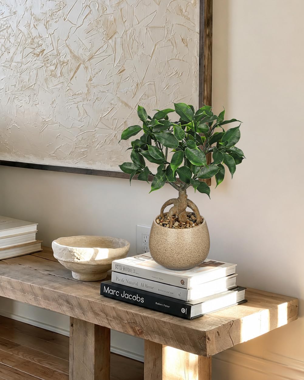 Artificial Bonsai Tree Fake Small Ficus Plant with Ceramic Pot Indoor Plant