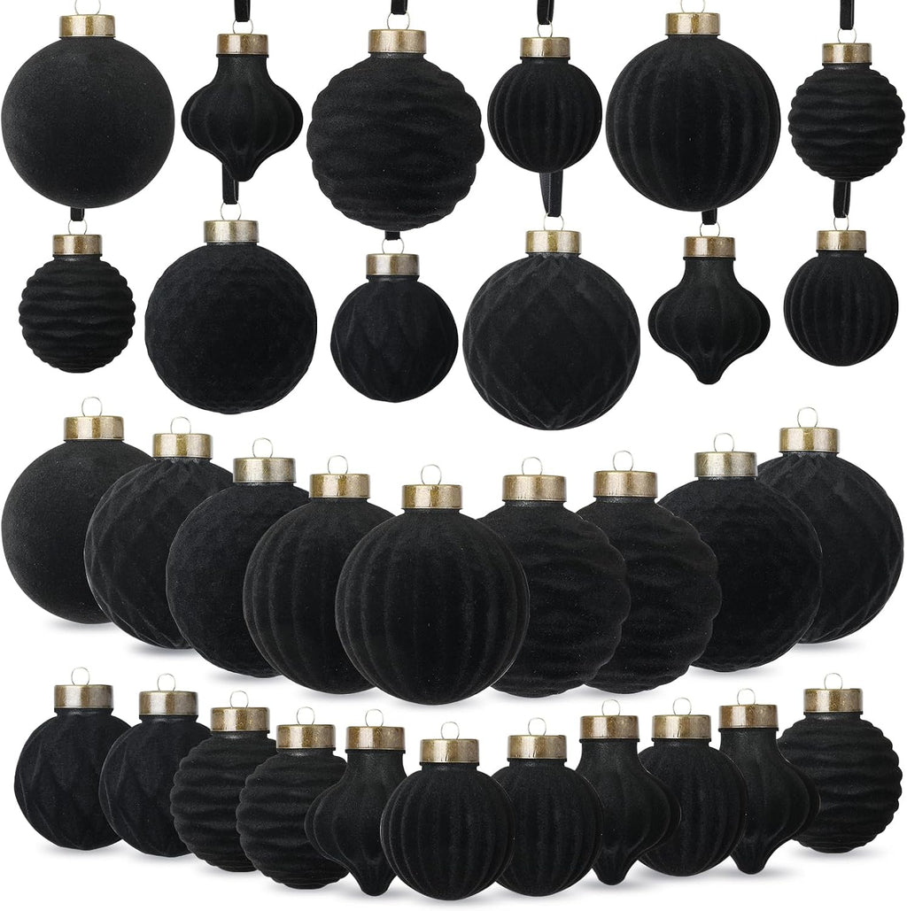 ZenNex 25Pack Velvet Christmas Ball Ornaments for Christmas Tree,Black