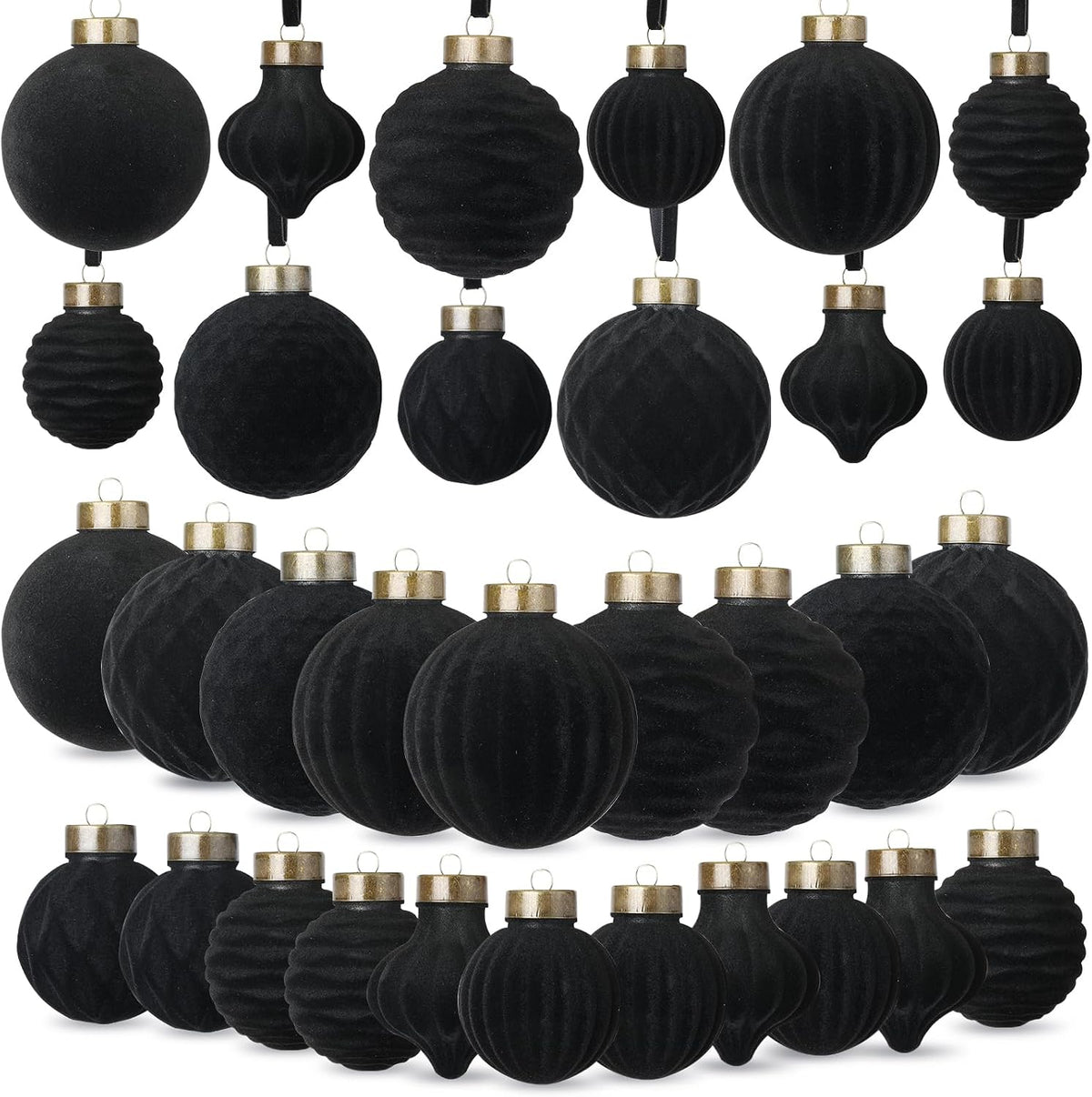 ZenNex 25Pack Velvet Christmas Ball Ornaments for Christmas Tree,Black