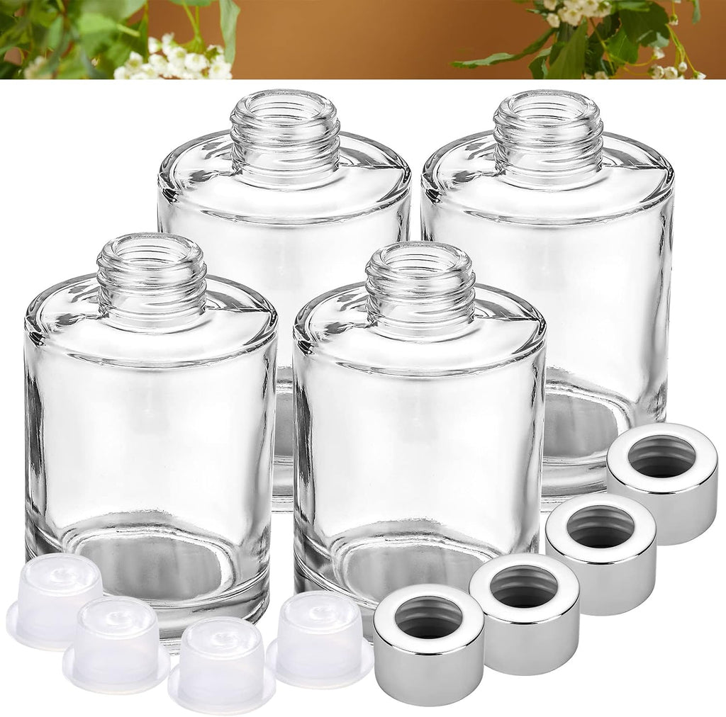 Wesiti 20 pcs Reed Diffuser Bottles 4 oz Refillable Glass with Silver Caps