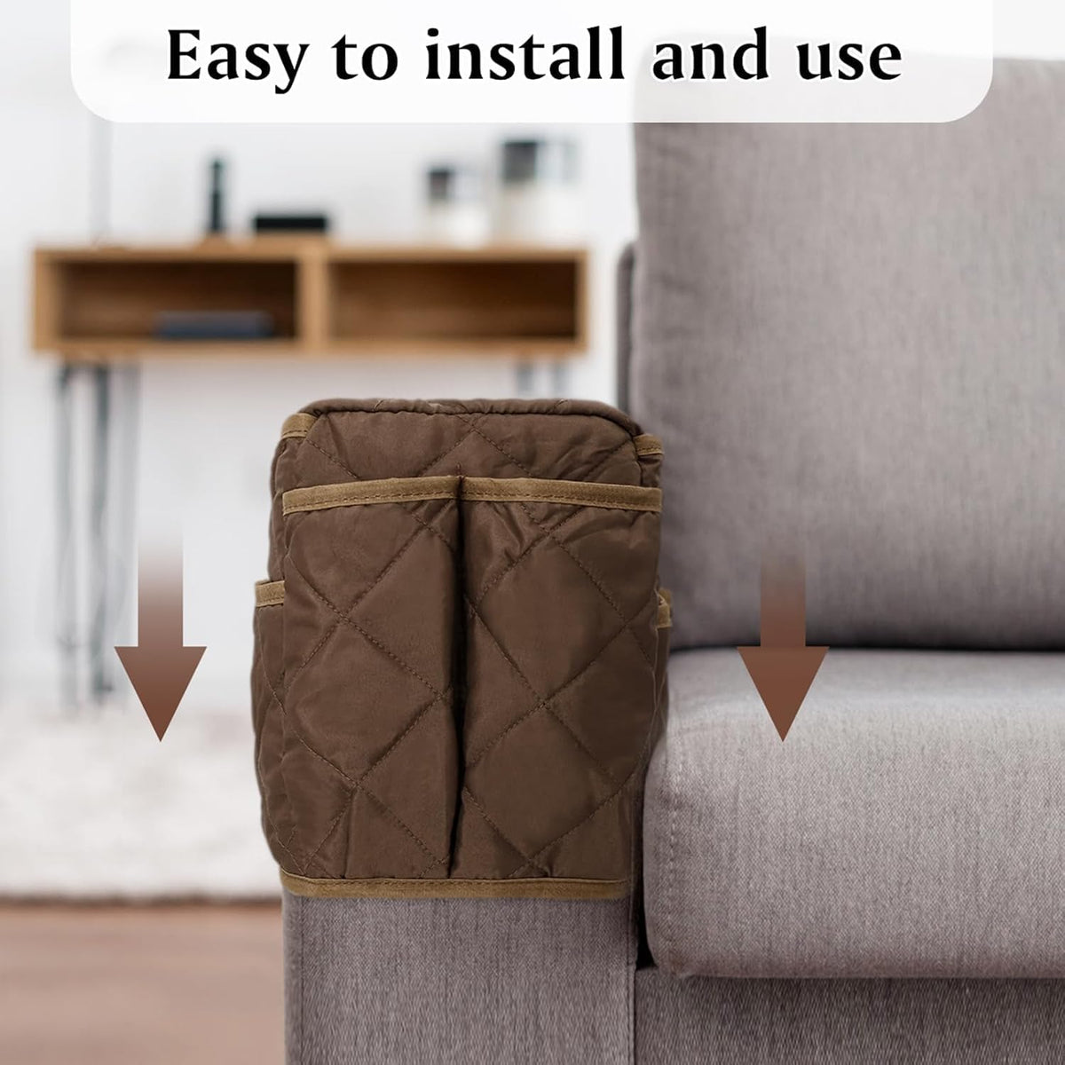 Remote Control Holder for Armchair, TV Remote Holder Arm Chair Caddy for Recliner, Non-Slip Couch Caddy Recliner Arm Caddy Sofa Armrest Organizer with 14 Pockets for Phone, Magazine, Coffee