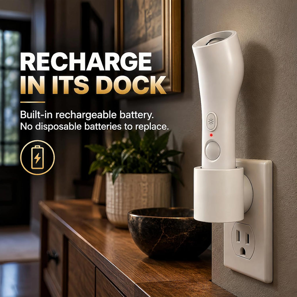 Plug In Motion Sensor Night Light, Emergency Flashlight for Power Outages