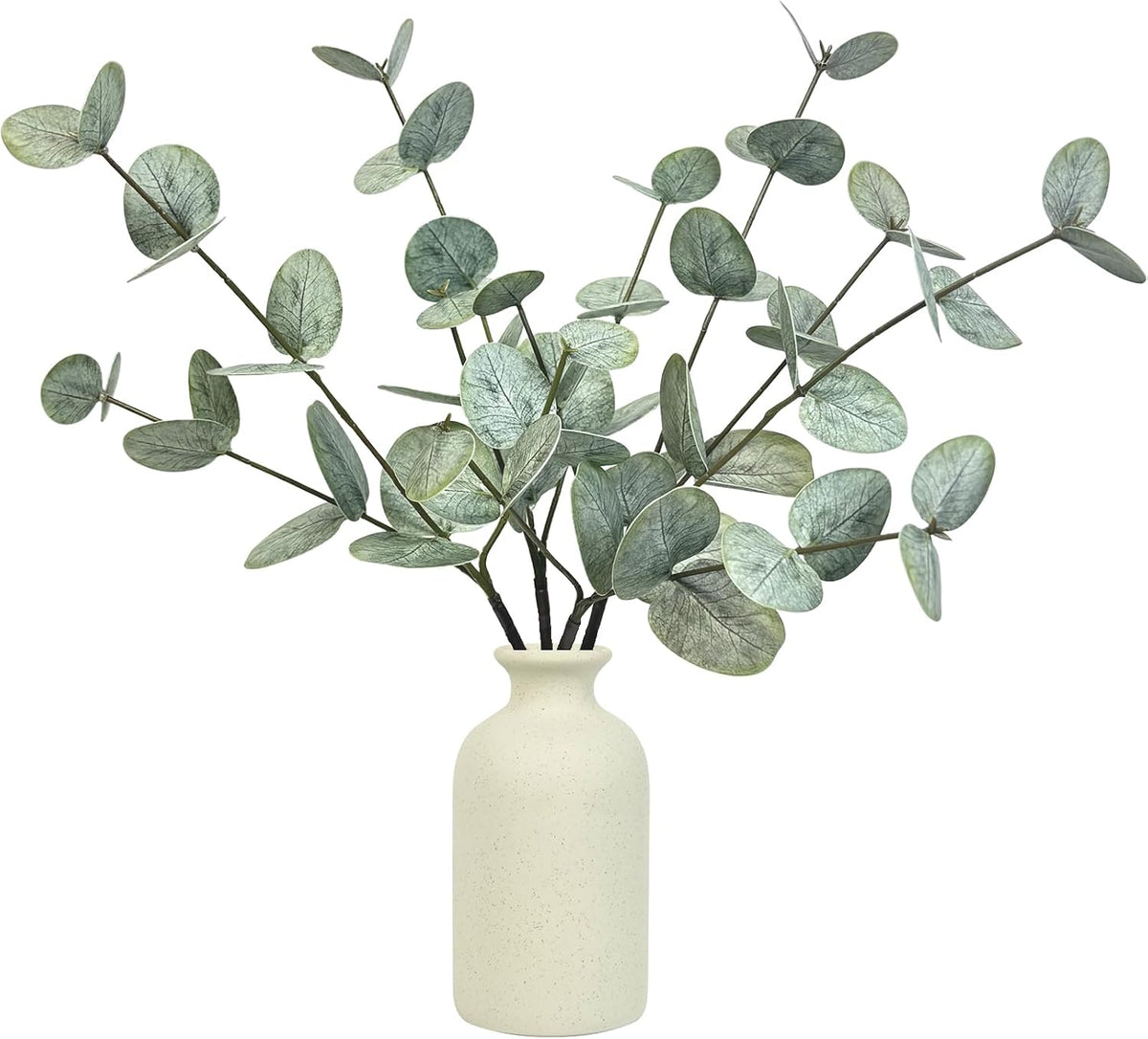 15" Eucalyptus Stems with Vase, Gray Green