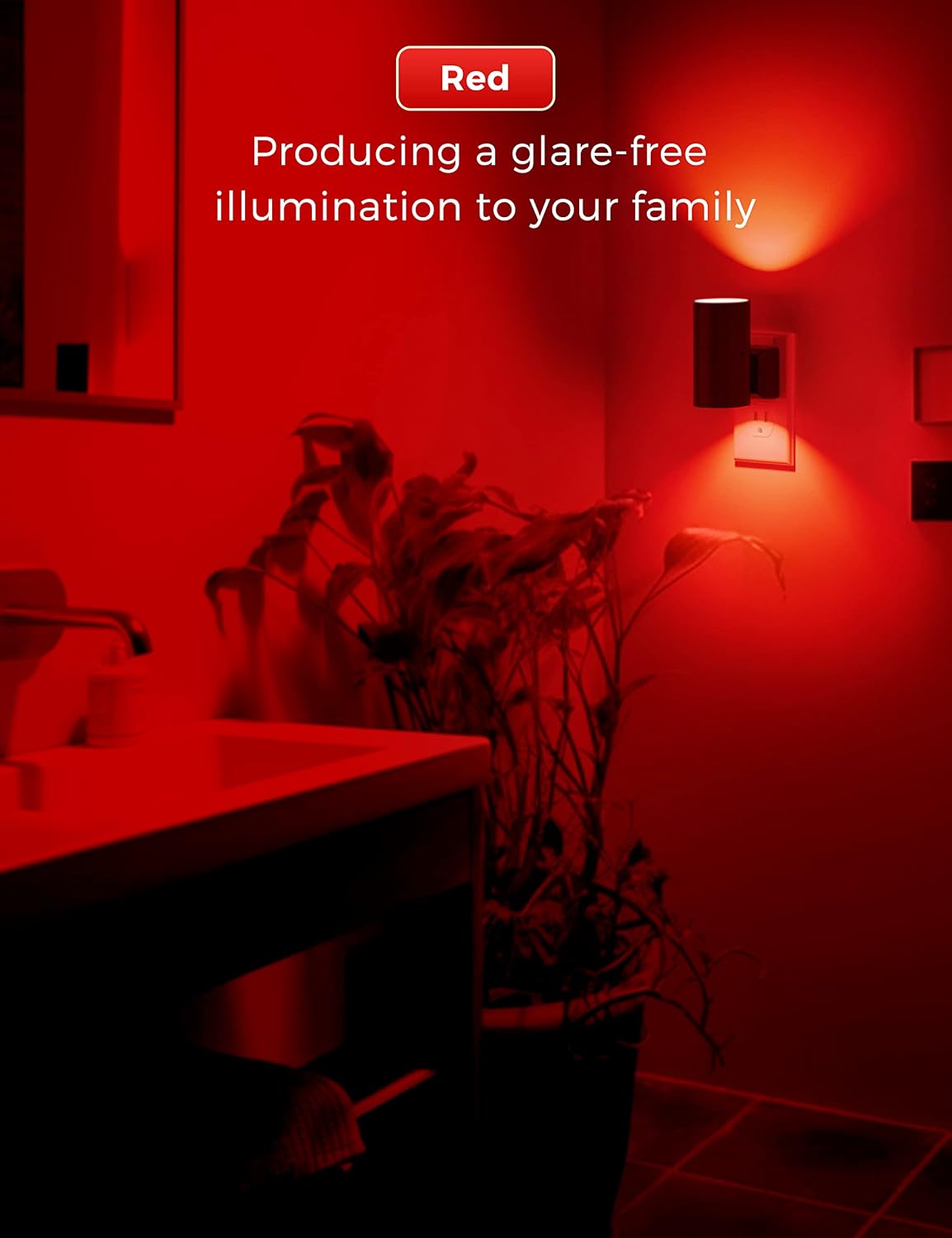 L LOHAS LED Red Night Light, Circadian Night Lights Plug into Wall, 4 Pack