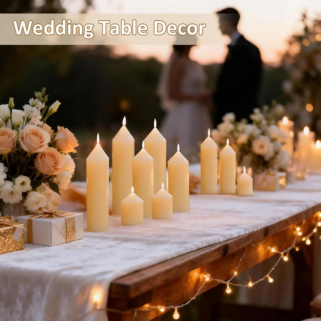 24-Pack Ivory Pillar Candles Bulk Set