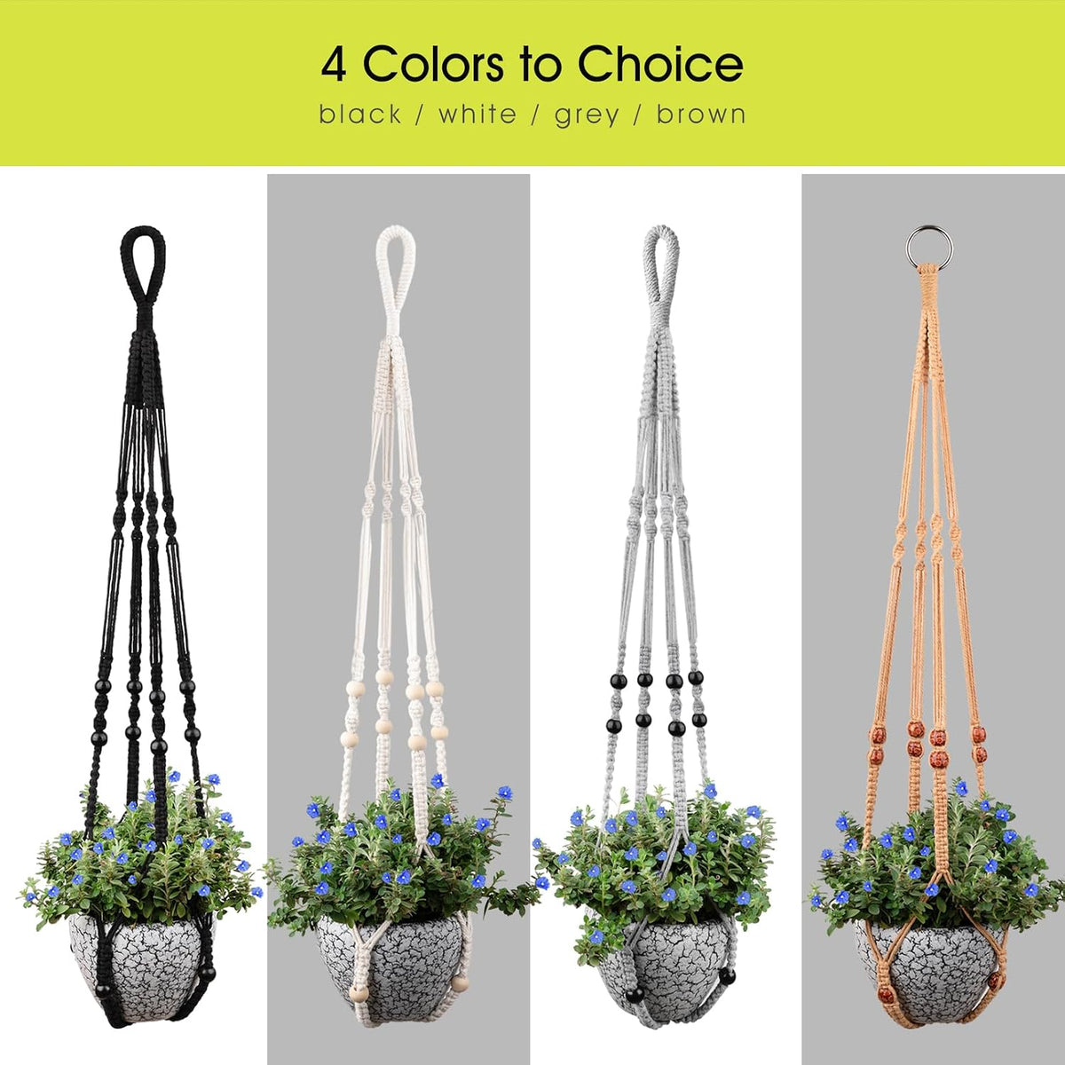 RIFNY Macrame Plant Hanger Indoor, Hanging Plant Holder, Grey, 2 PCS