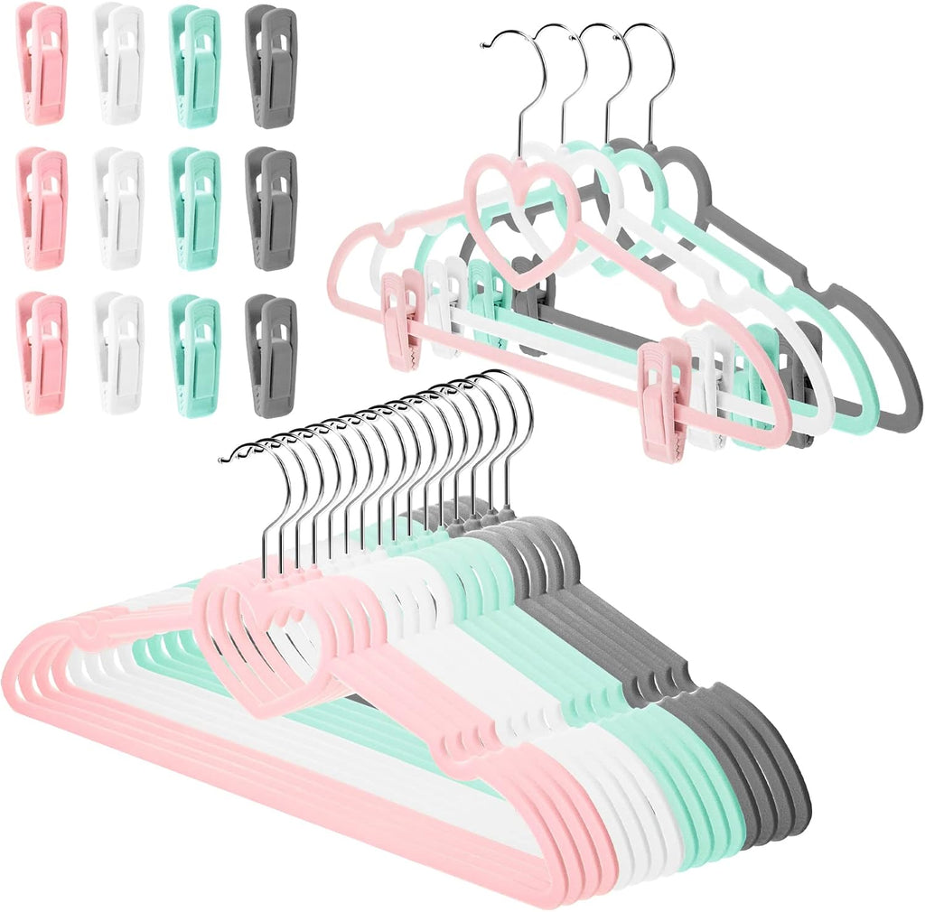 Tessco for you 20 Pcs Velvet Clothes Hangers with Clips Non Slip Multicolor