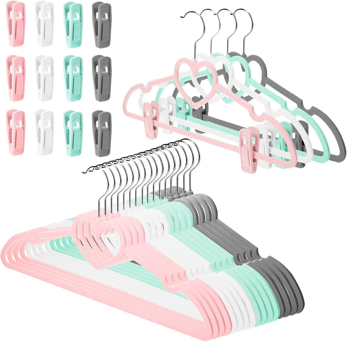 Tessco for you 20 Pcs Velvet Clothes Hangers with Clips Non Slip Multicolor