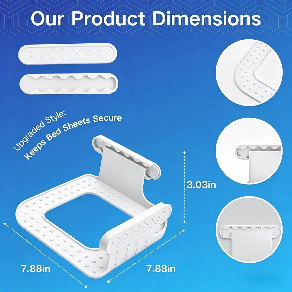 Bed Sheet Holders for Corners, Lock Sheet Holders, 4Pcs White Fitted Sheet Holders Keep Sheets Firm & Tight,Durable Heavy Duty Bed Sheet Clips, Sheet Locks, Fit All Mattress Easy Install