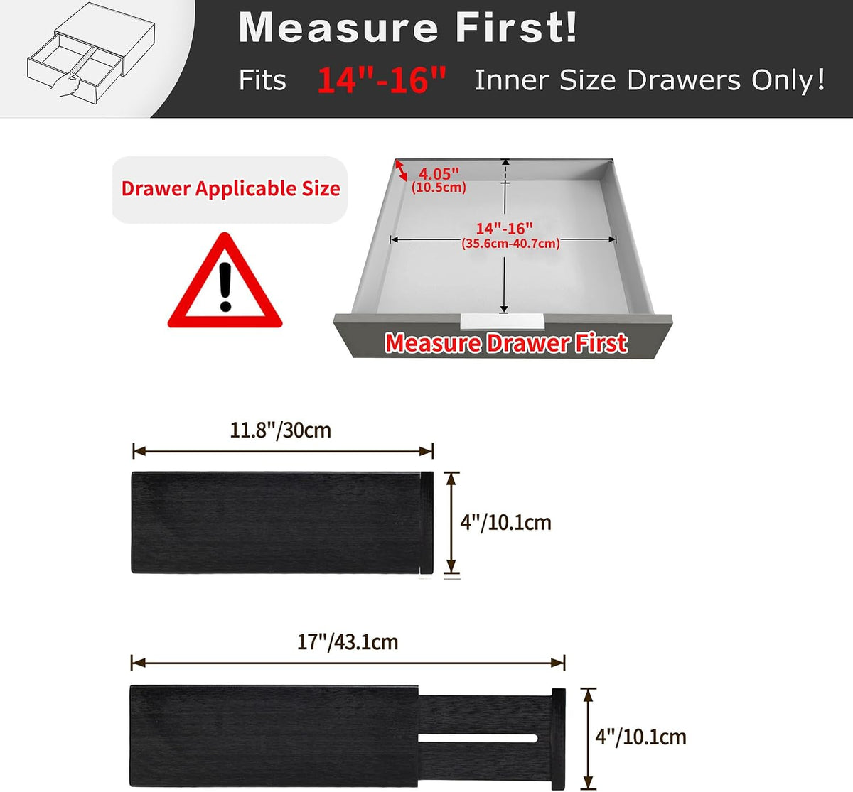 Utoplike Dresser Drawer Dividers, 4" High Black Drawer Organizers Clothes