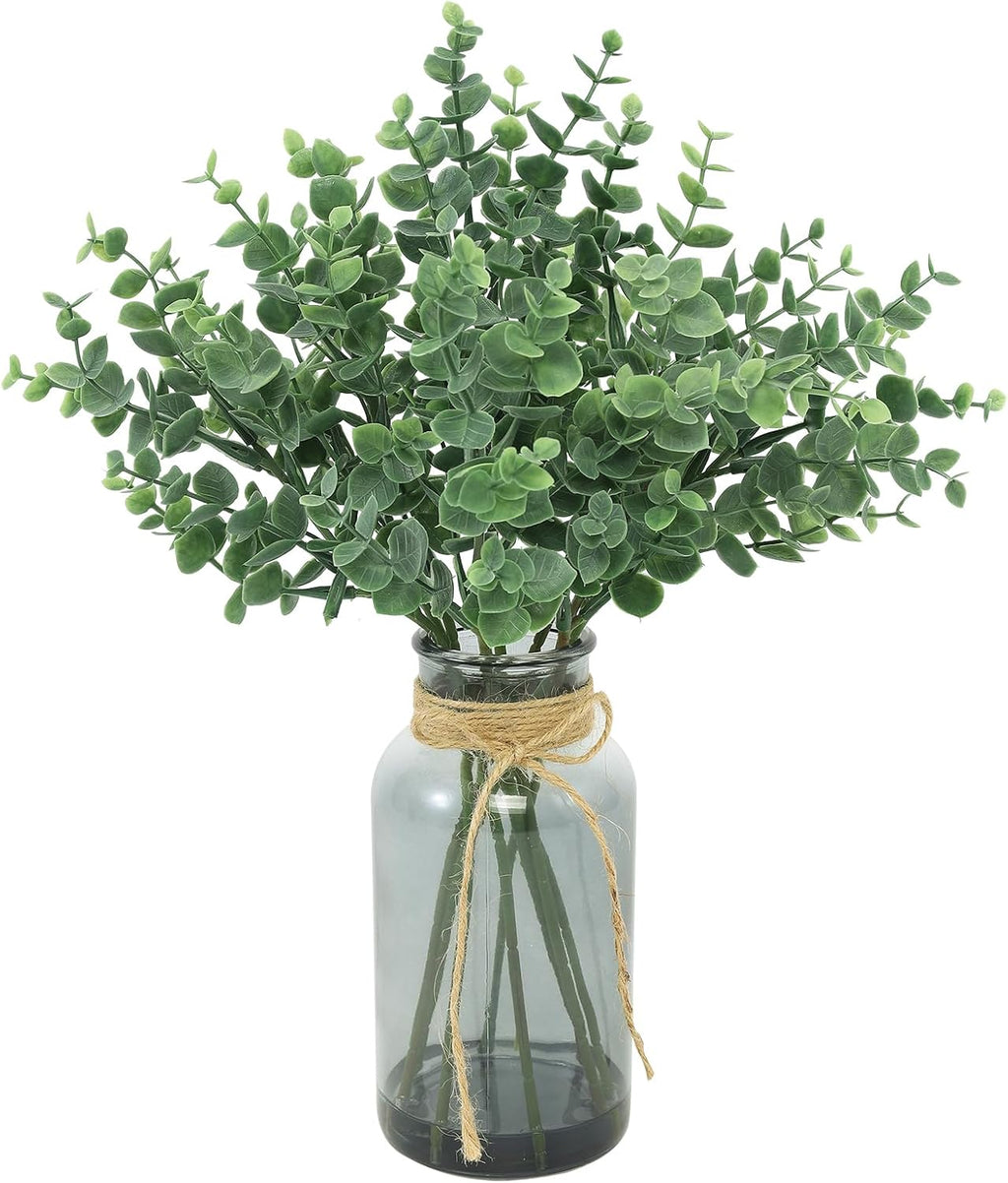 Greenery Artificial Eucalyptus Stem in Vase,Gray Green
