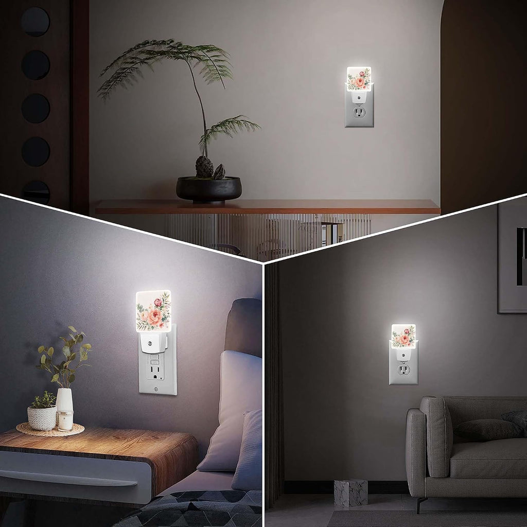 LED Night Light Lamp with Smart Sensor Dusk to Dawn Sensor,Romantic Roses Night Light Daylight White,0.5W Plug-into Wall for Adults,Bedroom,Bathroom,Hallway,Kitchen