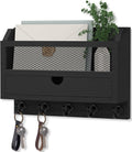 Nekon Key and Mail Holder for Wall, Key Organizer with Drawer, Black