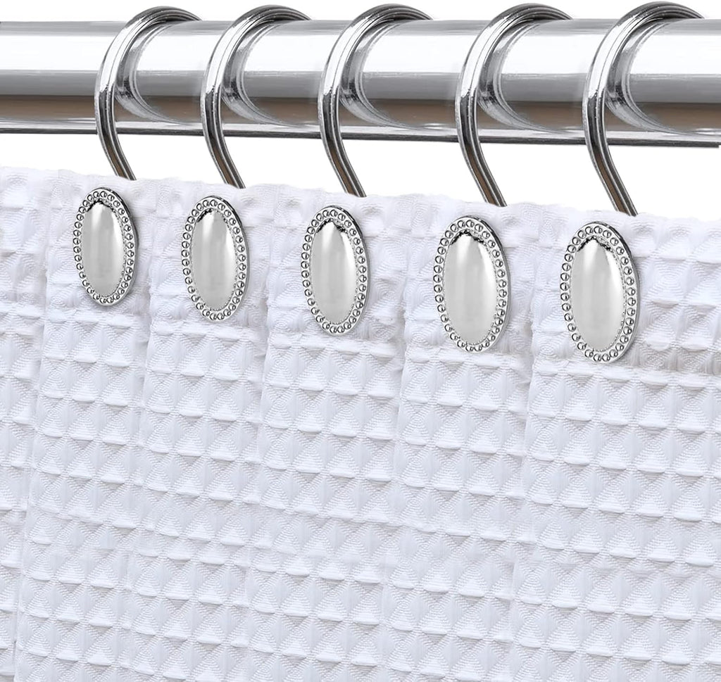 Chrome Shower Curtain Hooks, Anti-Rust Zinc Alloy Bathroom Rings