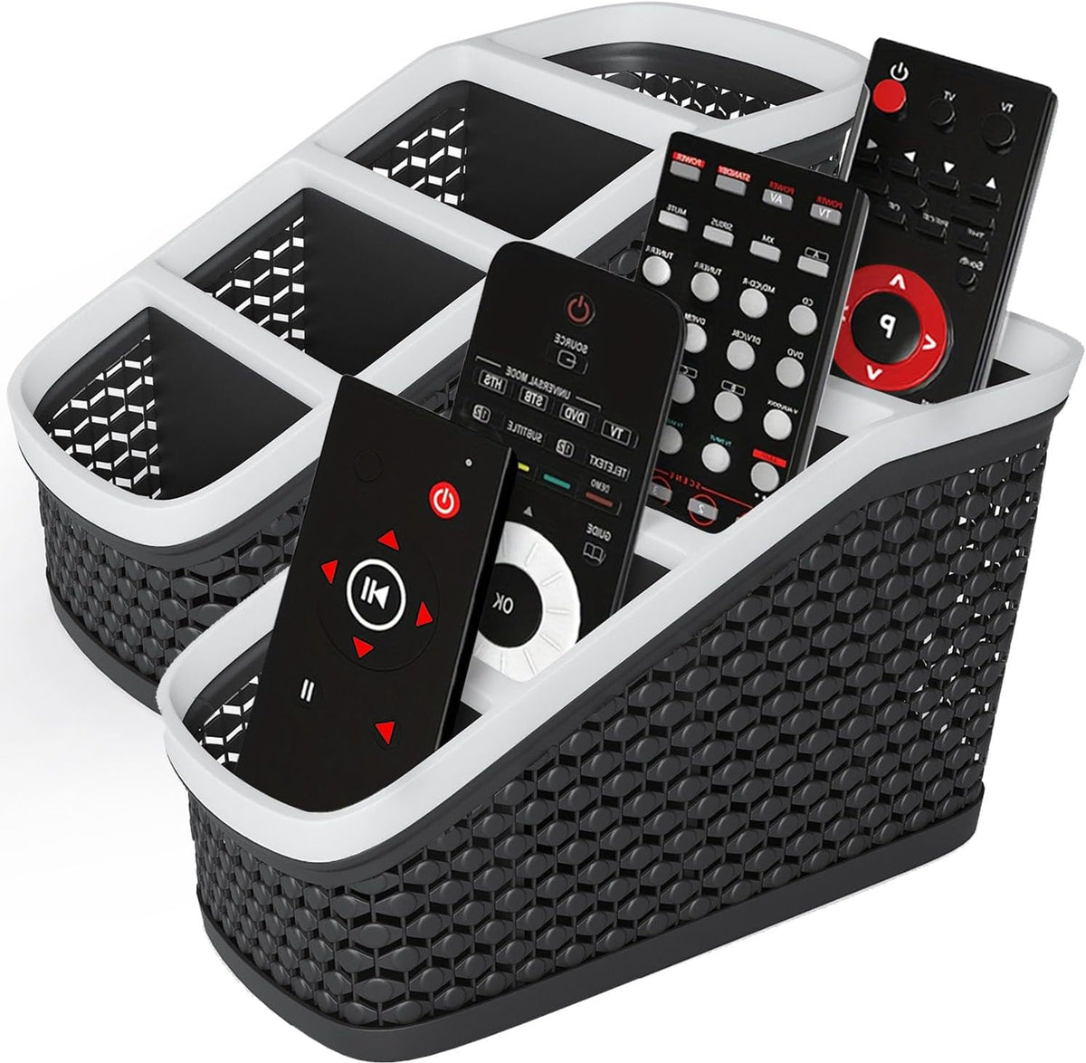 Tafura Remote Control Holder, 2 Pack, 4-Compartment Organizer