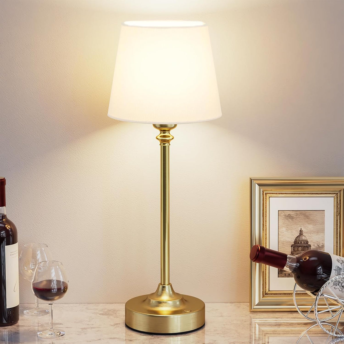 Kakanuo Gold Cordless Table Lamp with Rechargeable Battery, 1 Pack