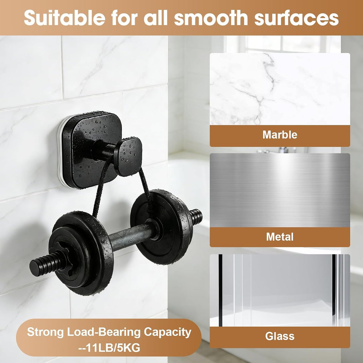 Suction Cup Hooks Steel for Bathroom, Heavy Duty, Waterproof, No Drill
