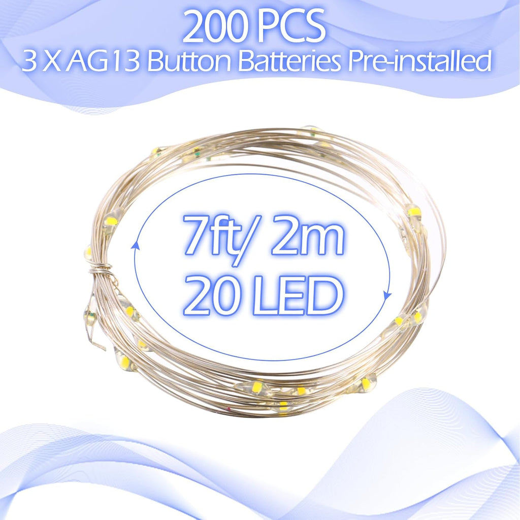 Hortsun 200 Pack Battery Operated Fairy Lights 7 ft 20 LED, Cool White