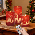Red Christmas Flameless Candles Battery Operated with Remote Timer