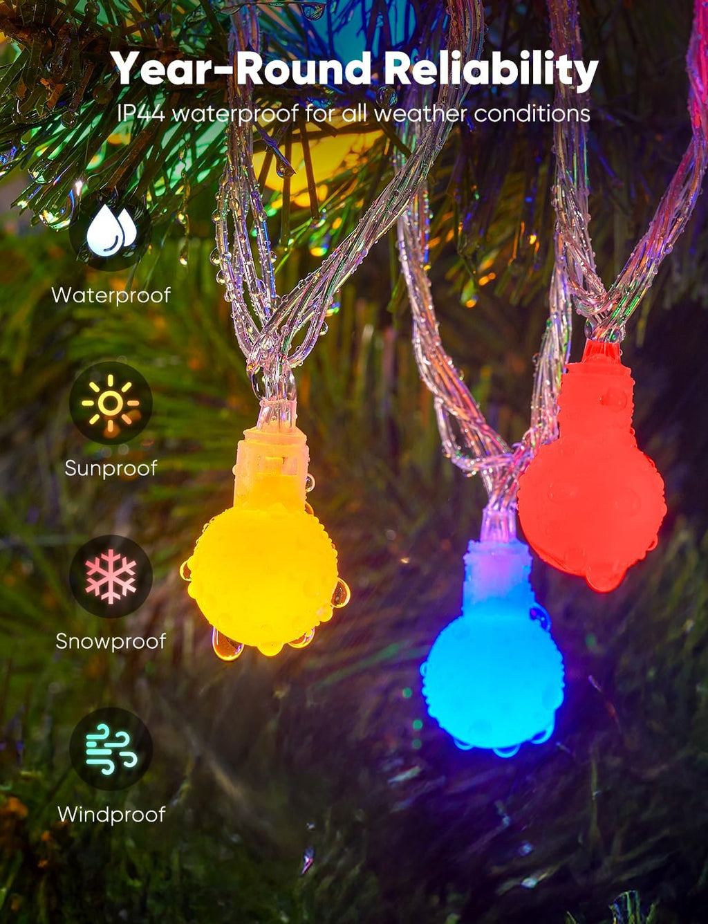 Minetom Multicolor Globe String Lights, 33 Feet 100 Led Fairy Lights
