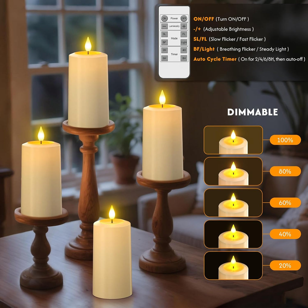 PChero Rechargeable Flameless Candles with Remote & Magnetic Charging Base