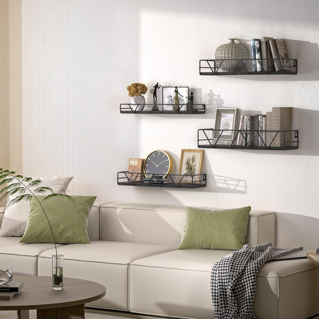 Floating Shelves Set of 4, Wood Wall Shelf, Farmhouse Shelf for Bedroom