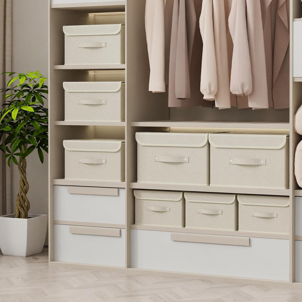 Storage Bins with Handles,Grey and Beige,15x9.8x9.8in,1 Pack