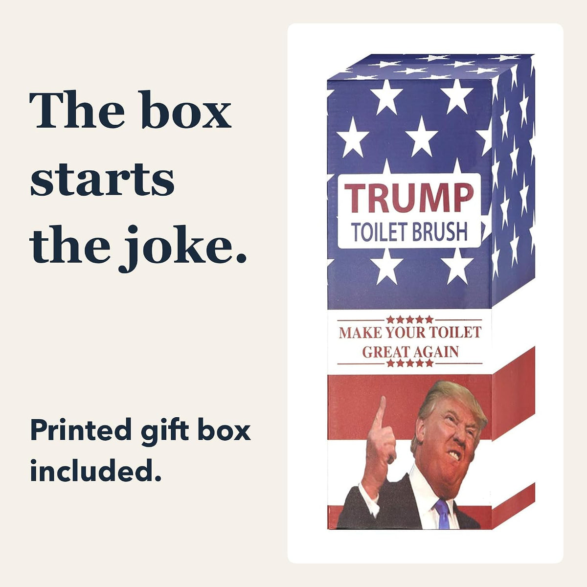 Donald Trump Toilet Brush with Holder & Gift Box, Gag Gift
