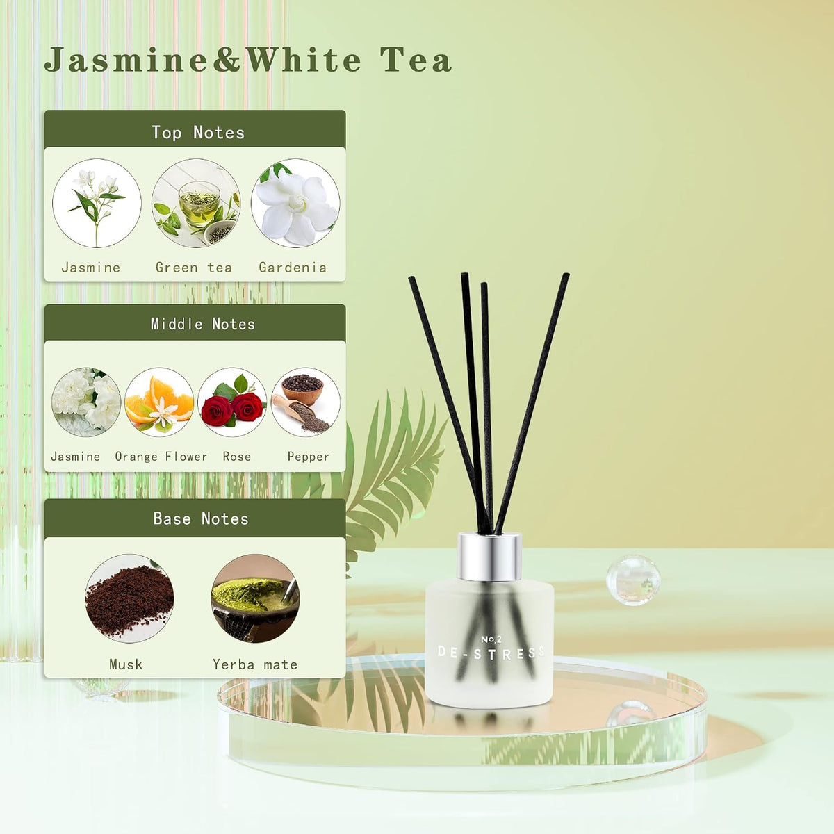 3 Pack Fragrance Reed Diffuser, 50ML Lavender Jasmine Freesia
