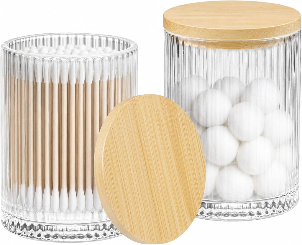 SheeChung 2 Pack Glass Apothecary Jar with Natural Bamboo Lids
