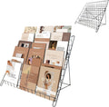 6 Tier Wire Magazine Rack - Comic Book Rack Wide Wire Tabletop Display Rack for Exhibitions Office Table Top Book Brochure Literature Comic Greeting Card Shelf Holder Stand