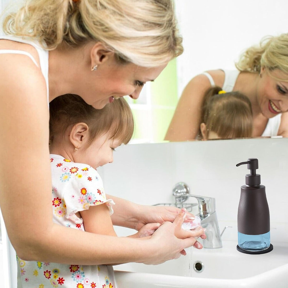 Gaussra Matte Brown Soap Dispenser with Coaster & Stickers - 11 OZ / 320 ML