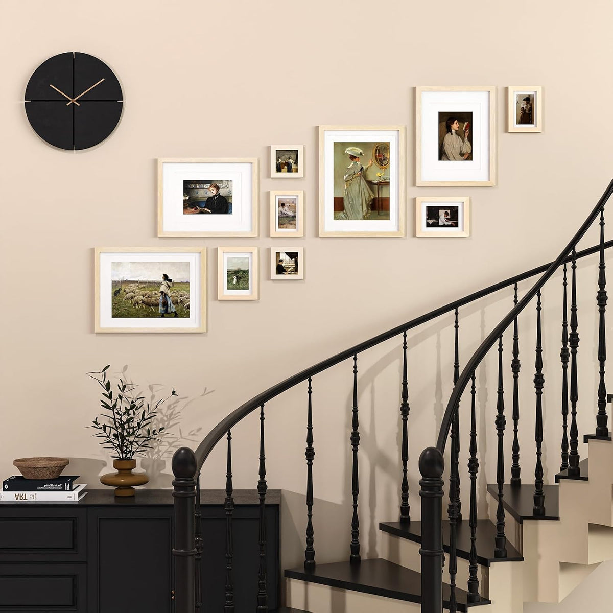 Egofine Picture Frame Set 10 Pack, Picture Frames Collage Wall Decor with Two 12x16,Two 11x14,Two 5x7,Two 4x6,Two 4x4 for Wall and Tabletop, Made of Solid Wood, Covered by Plexiglass, Natural Wood