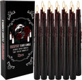 YOROXRG 12PCS 10-Inch Black Bleeding Taper Candles,Vampire Tears Taper Candles- Unscented Ideal for Halloween, Christmas, Rituals, and Themed Party Decor