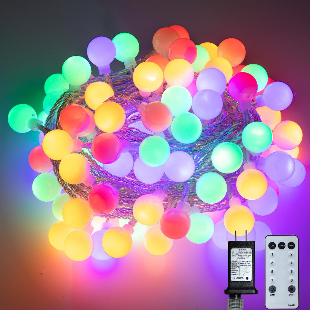 Ogrmar 49FT 100 LED Globe Ball String Lights 8 Modes with Remote Multicolor