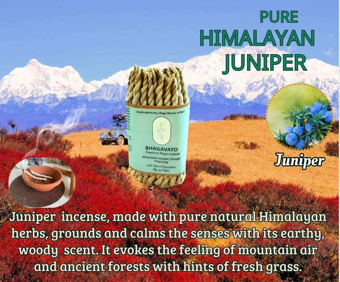Handmade Himalayan Rope Incense,Eco-Friendly, Aromatic Ambiance, Healing, Purification, Made from Pure Himalayan Herbs (Natural Juniper (Dhupi))