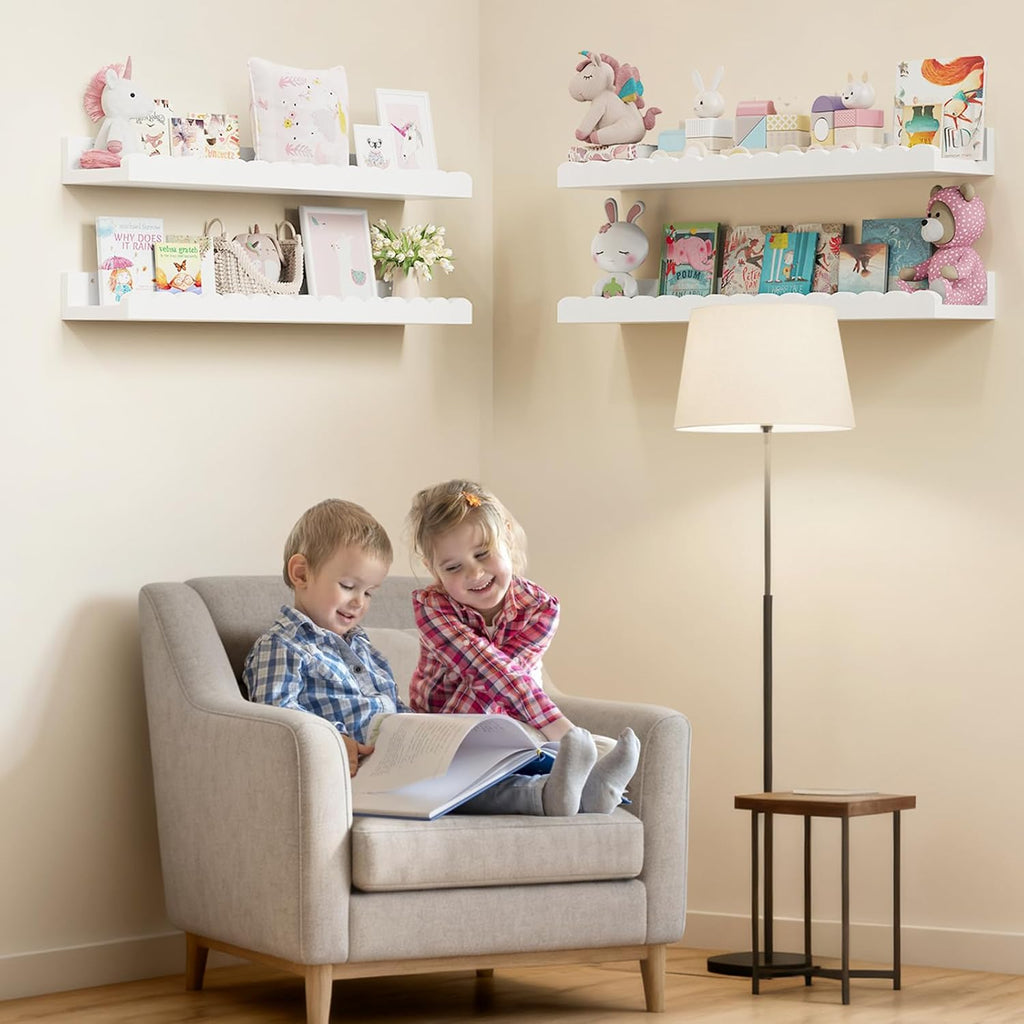 4-Pack 23.6IN Scalloped Shelves, Nursery Shelves, Floating Shelves for Wall