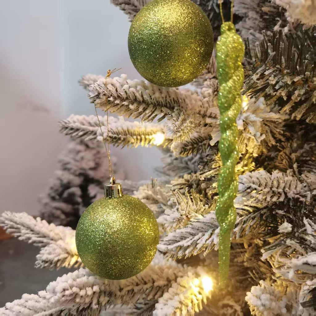 YYCRAFT Glitter Lime Green Shatterproof Christmas Ornament 10cm Unique Color Ornament for Holiday Decor Wreaths Garlands Box Set (4 Pack,Lime Green)