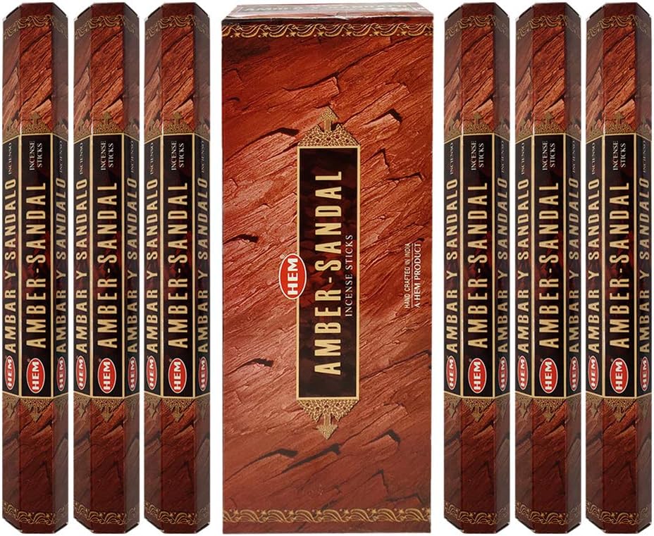 Amber Sandal Incense Sticks and Incense Stick Holder Bundle Insence Insense Hem Incense Sticks