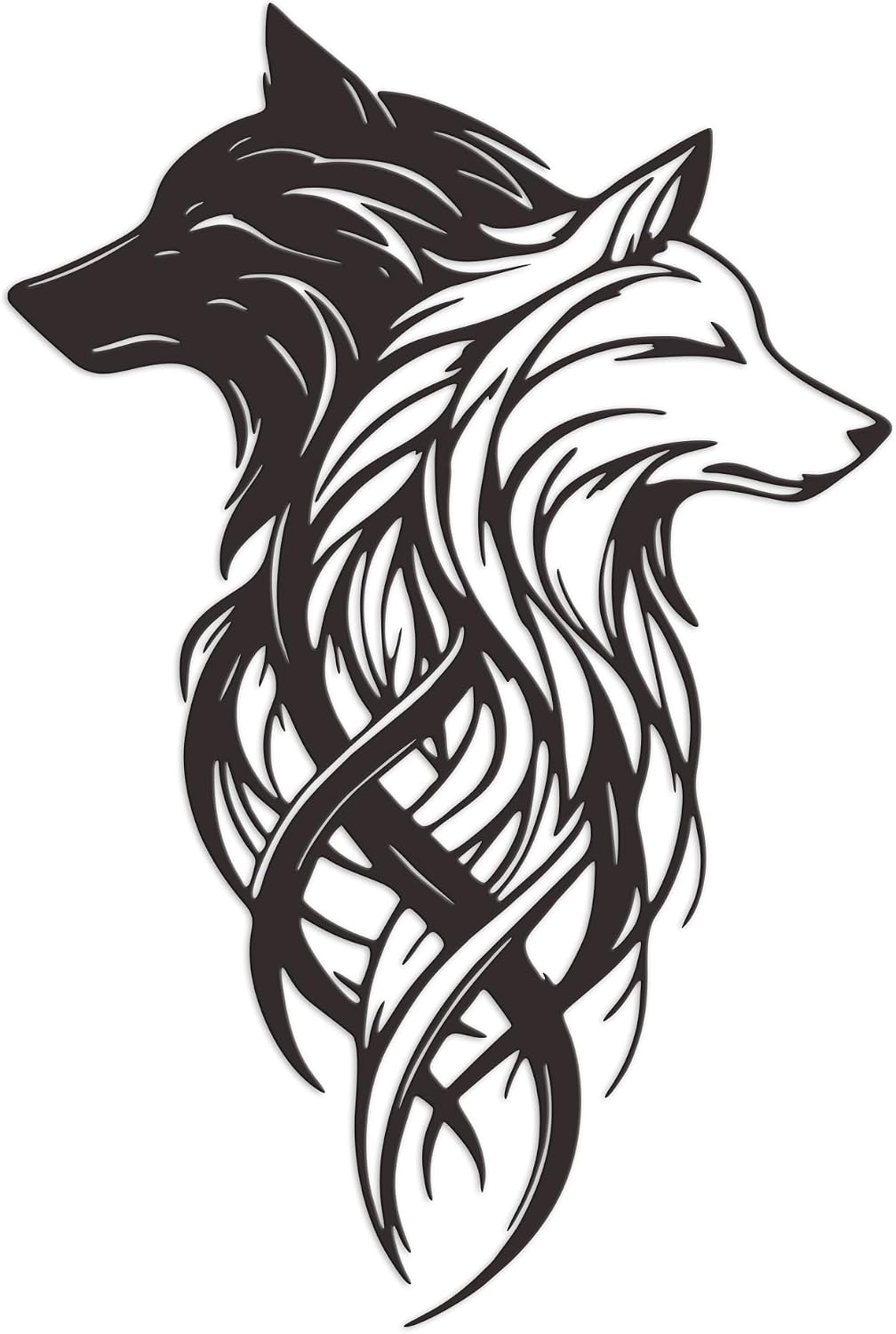 Xedatric Metal Wolf Heads Wall Decor – Black & White Dual Art