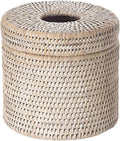 KOUBOO La Jolla Rattan Toilet Paper Holder with Lid, White Wash, Bathroom