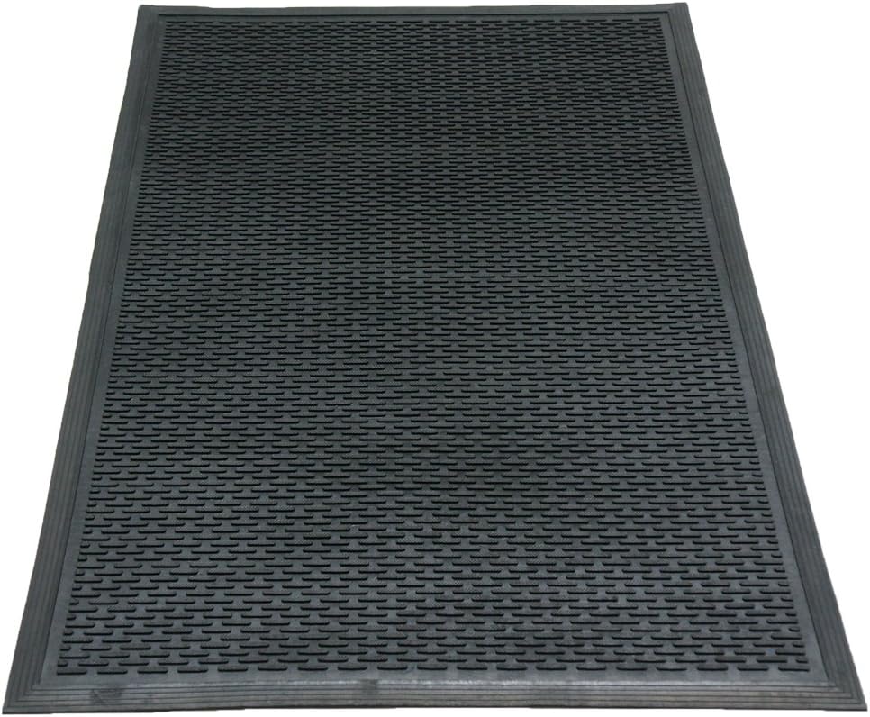 Rubber-Cal Dura-Scraper Linear Commercial Rubber Entrance Door Mat - 3/8 in x 3 ft x 5 ft - Black (Pack of 2)