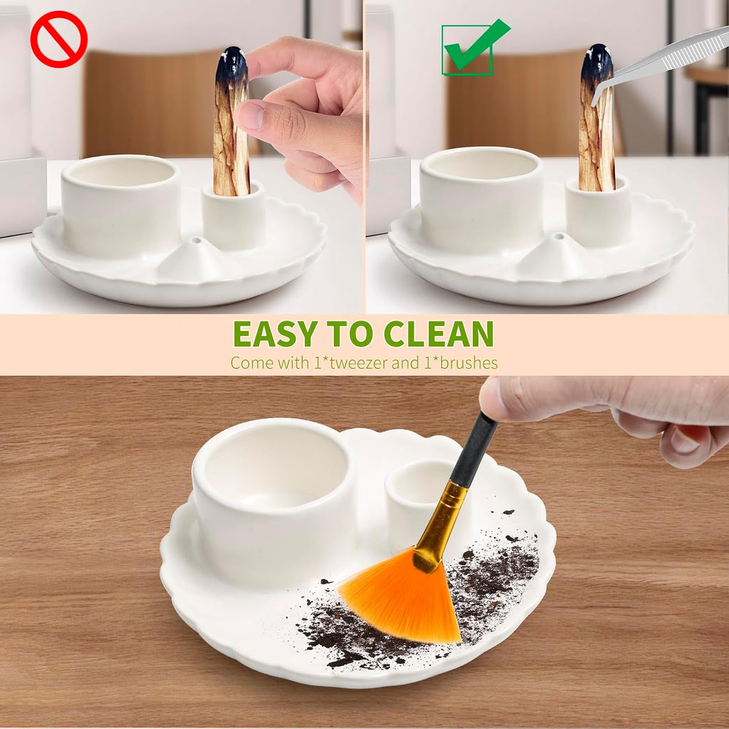 Palo Santo Sticks Holder, 4 in 1 Incense and Candle Holder White